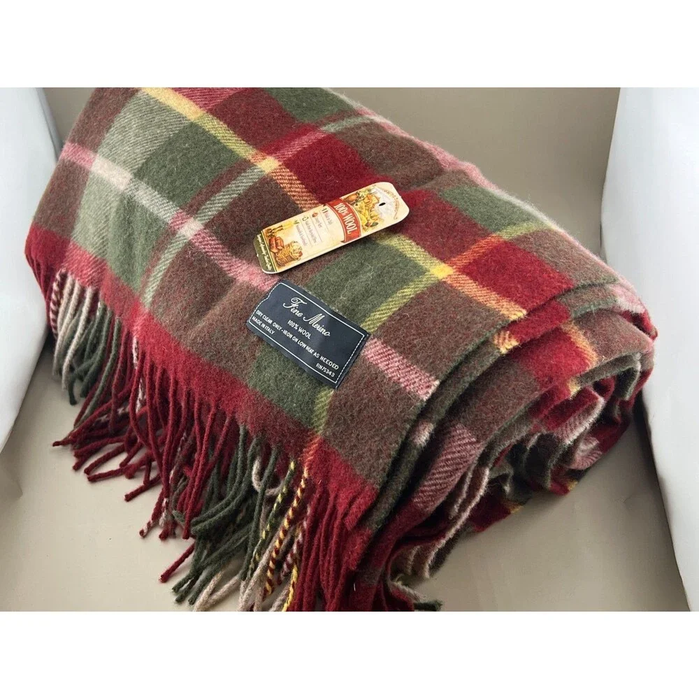 NWT Linea Emmeti 100% Fine Merino Wool Throw Blanket 51